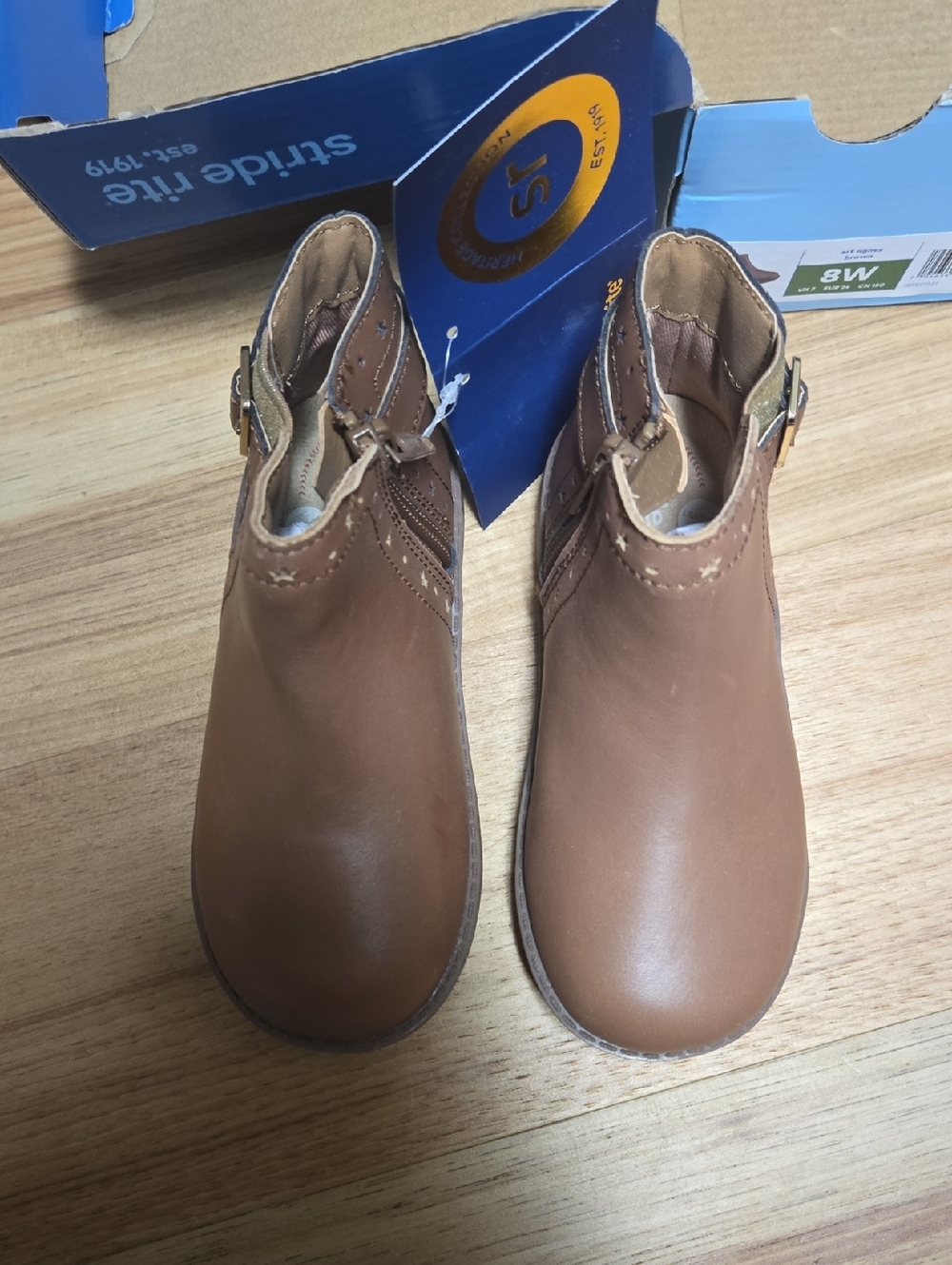 Stride Rite Toddler Tan Chelsea Boots with Buckle
